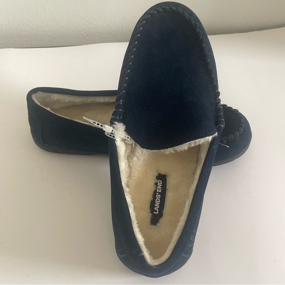 Bleu Navy Lands’End Slippers Size 10. - Picture 3 of 7